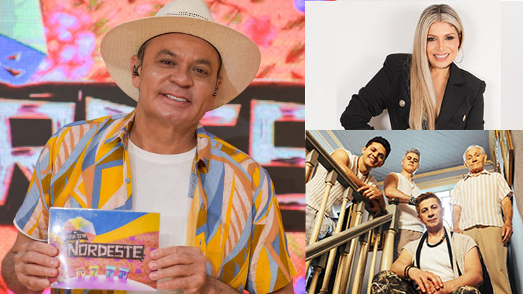 Rastapé e Adryana Ribeiro animam o programa Aqui Tem Nordeste, apresentado por Frank Aguiar