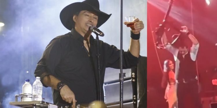 “Tava Bebaçooo!”, Vicente Nery joga violão no chão em show na cidade de Angelim-PE
