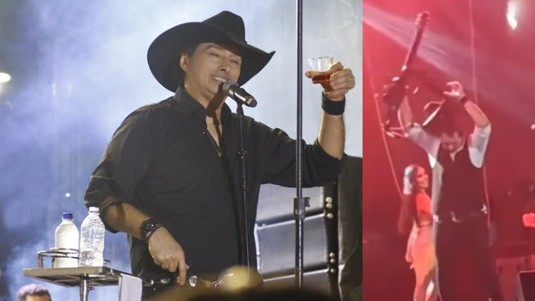 “Tava Bebaçooo!”, Vicente Nery joga violão no chão em show na cidade de Angelim-PE